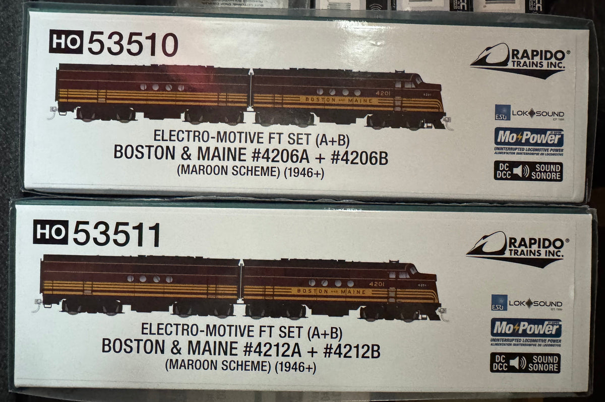 Rapido 53510 HO EMD FT A-B Set - Sound and DCC Boston & Maine #4206A, 4206B