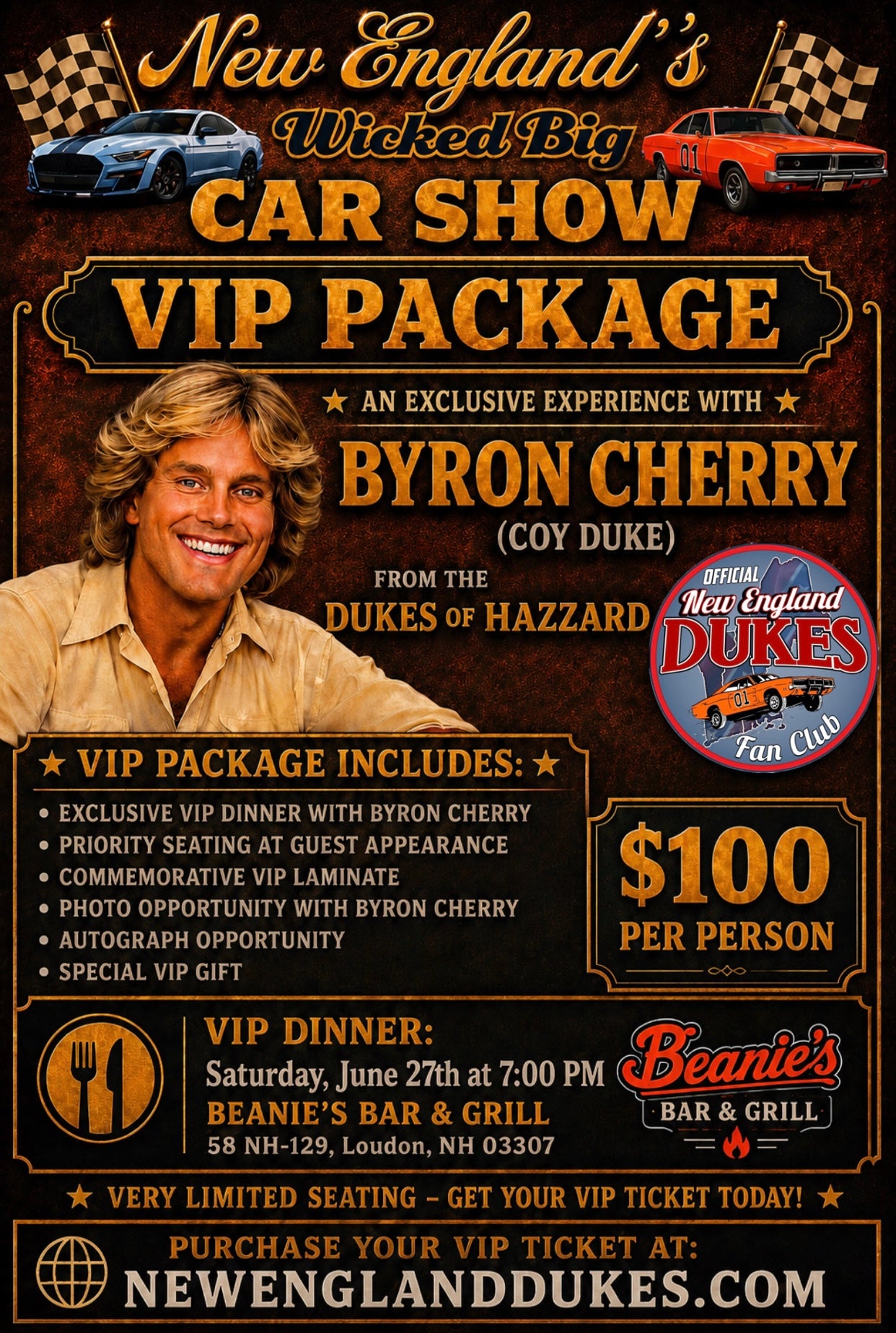 VIP DINNER @ Beanies bar & Grill WICKED BIG CAR SHOW
