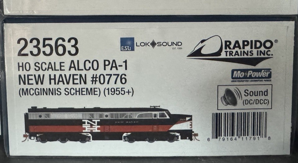 RAPIDO 23563 HO SCALE ALCO PA-1 New Haven Railroad 0776 McGinnis LOK SOUND DCC