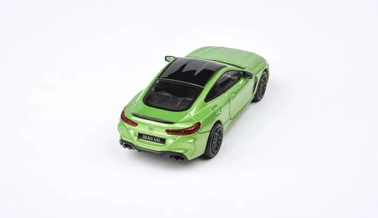 BMW M8 COUPE JAVA GREEN MET. W/BLACK TOP 1/64 DIECAST MODEL CAR PARAGON PA-55216