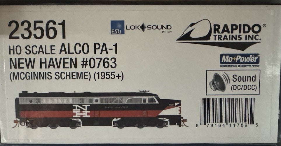 RAPIDO 23561 HO SCALE ALCO PA-1 New Haven Railroad 0763 McGinnis LOK SOUND DCC