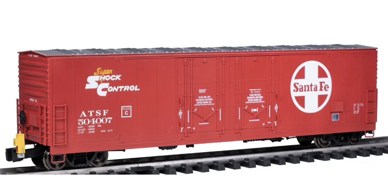 BACHMANN 93551 G EVANS 53' DOUBLE-DOOR BOXCAR EOT DEVICE SANTA FE 504007