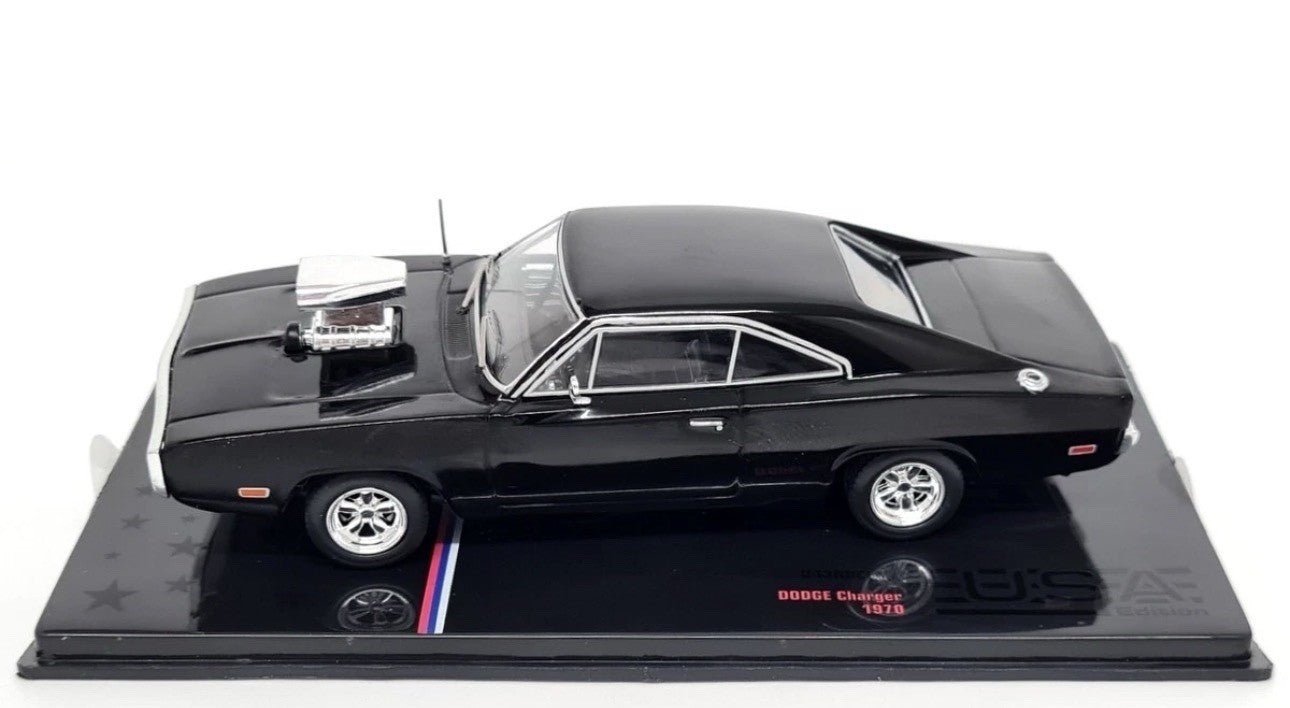 IXO U43RDC007 1:43 1970 DODGE CHARGER W/ FAST FURIOUS BLOWN ENGINE (BLACK)