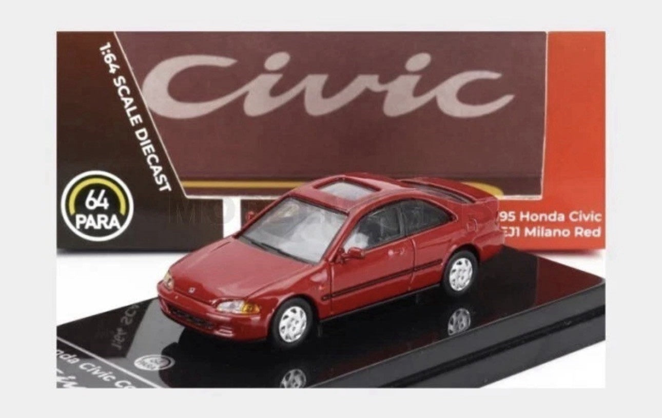 1/64 Honda Civic EJ1 Milano 1995 Red Diecast Model By Paragon PA-55764