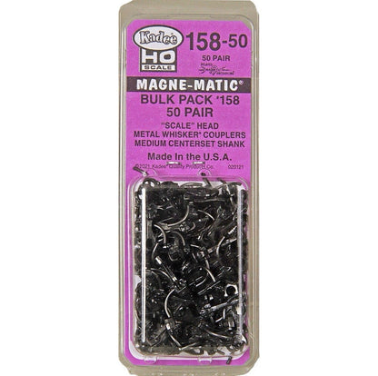 Kadee #158-50 Bulk Pack 50 pair #158 Whisker Metal Couplers Medium 9/32" HO
