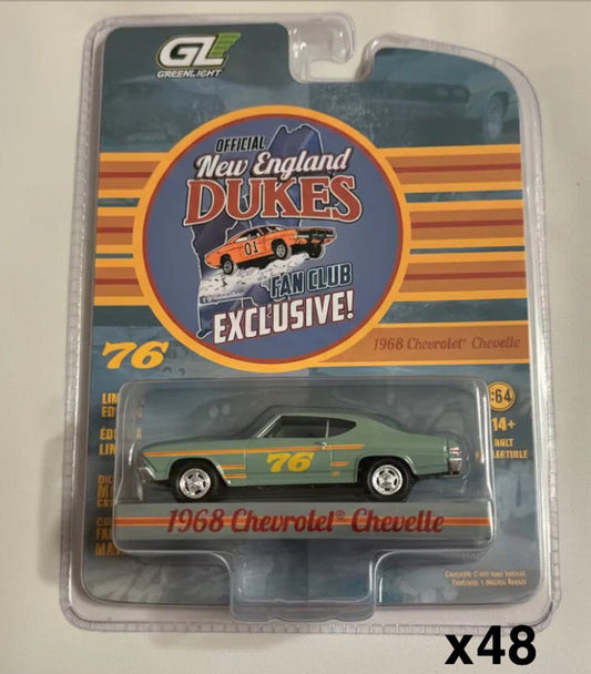 WHOLESALE CASE 48 CARS 1:64 1968 Chevy Chevelle #76 Race Car New England Dukes Exclusive Greenlight