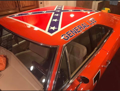 General Lee Rebel Flag Vinyl Sticker 5.5x4in
