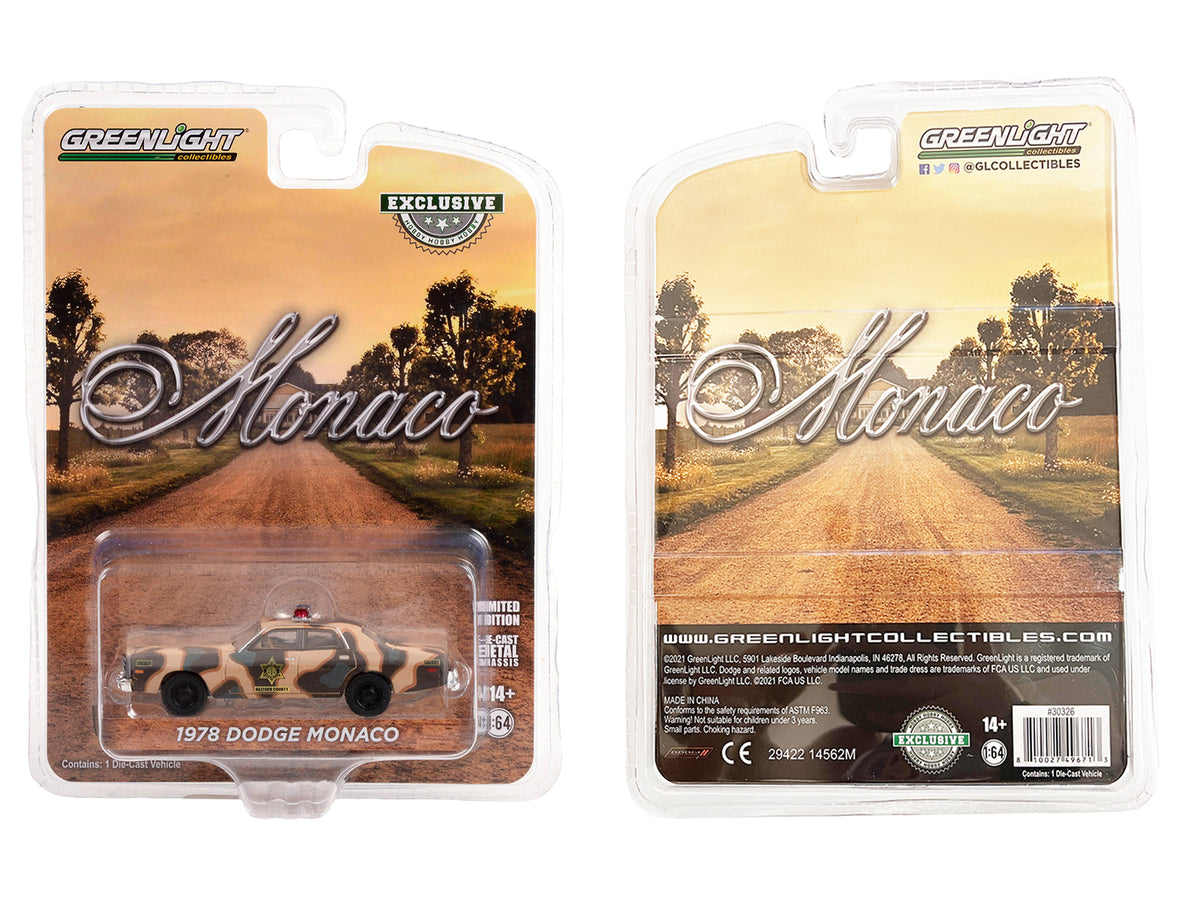 1:64 CAMOUFLAGE 1978 DODGE MONACO HAZZARD COUNTY SHERIFF Discontinued by manufacturer — final inventory!
